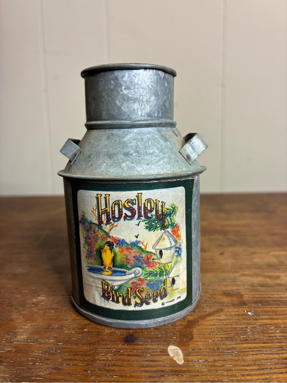 Vintage Tin Mini Hosley Birdseed Advertisement Can
